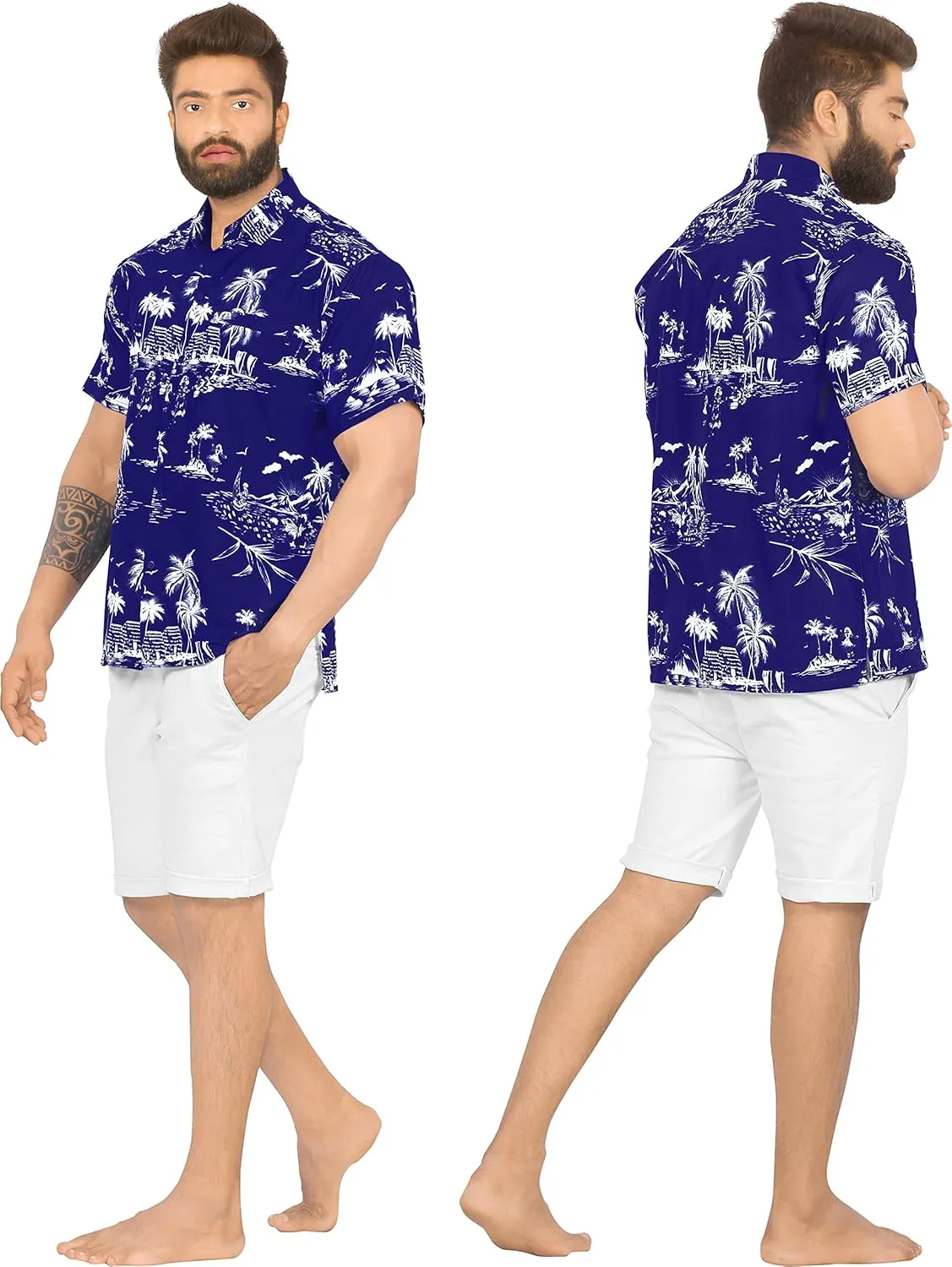 LA LEELA Men's Hawaii Shirt Button Down Cruise