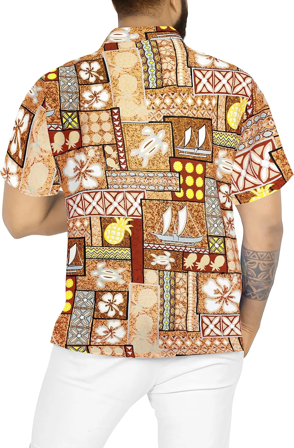 LA LEELA Men's Hawaiian Shirt Holiday