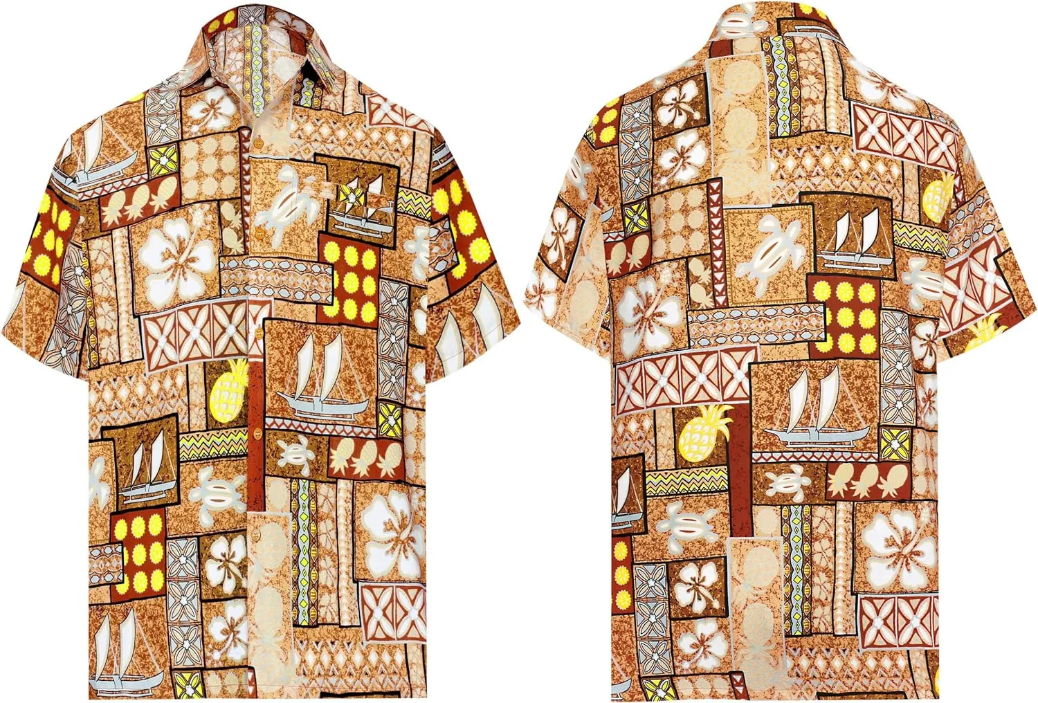 LA LEELA Men's Hawaiian Shirt Holiday