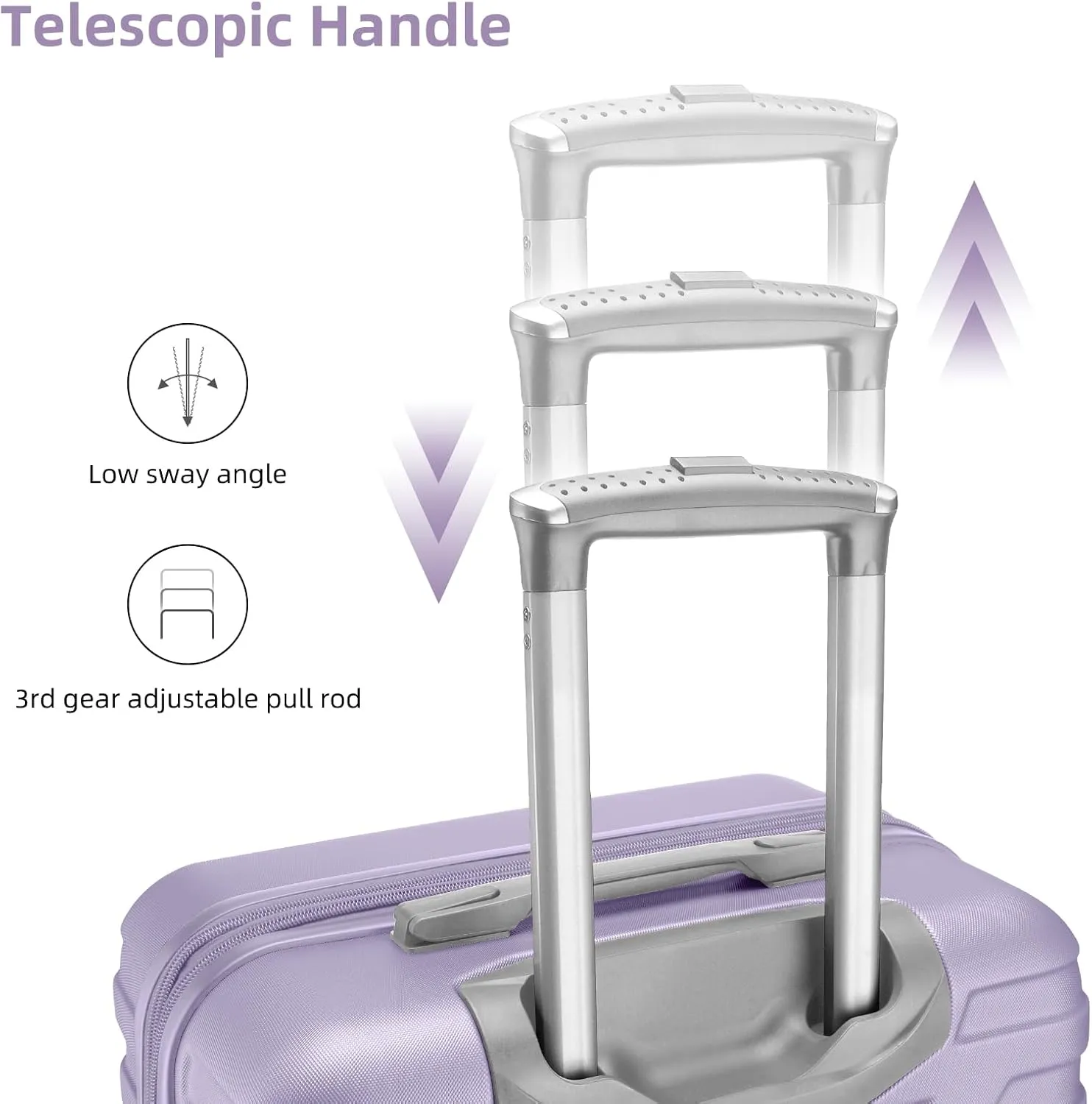 LARVENDER Luggage Sets 3 Piece, Hardside 20 Inch Carry on Luggage Airline Approved Suitcase Set with Spinner Wheels TSA Lock, Lightweight Rolling Suitcase for Men and Women, Lavender