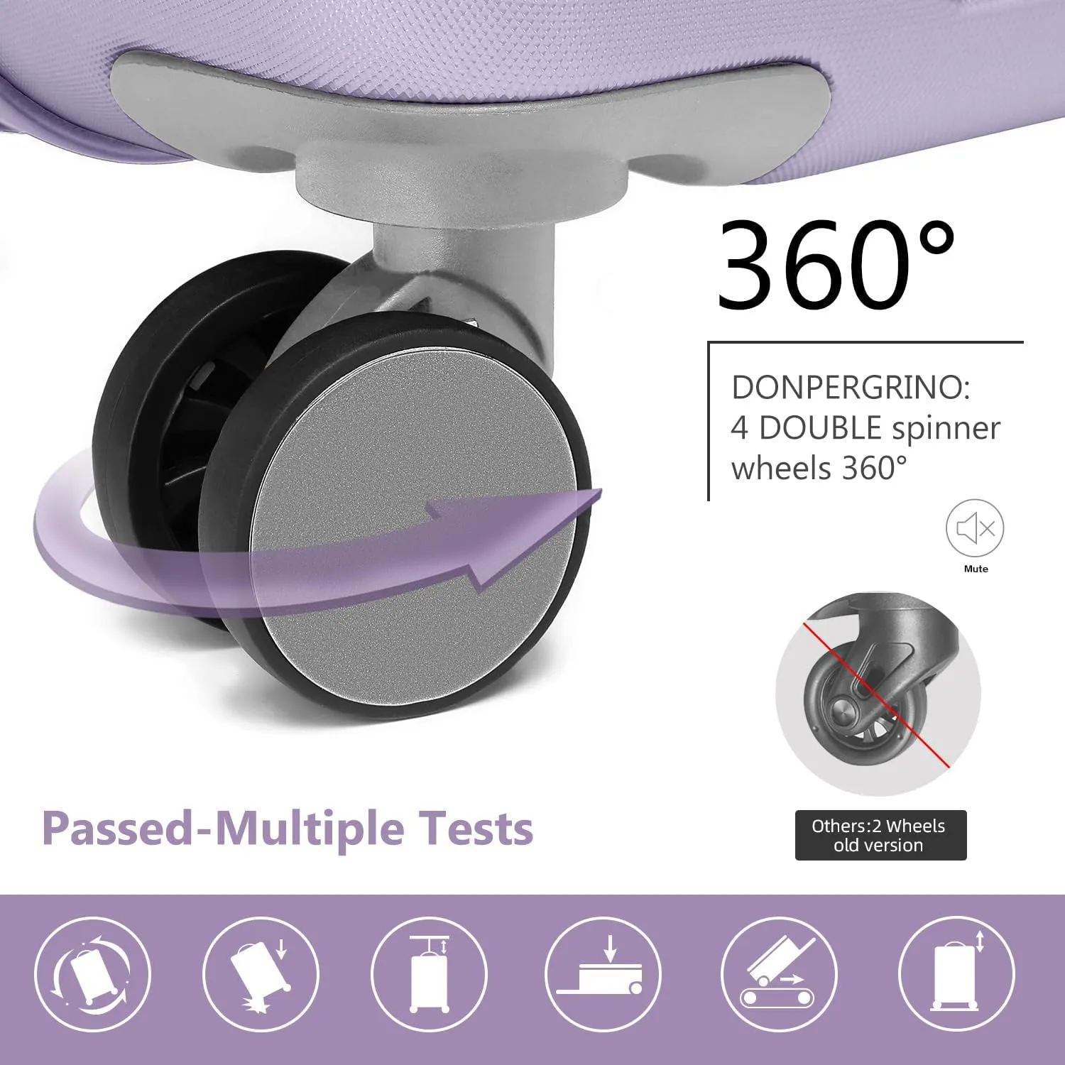 LARVENDER Luggage Sets 3 Piece, Hardside 20 Inch Carry on Luggage Airline Approved Suitcase Set with Spinner Wheels TSA Lock, Lightweight Rolling Suitcase for Men and Women, Lavender