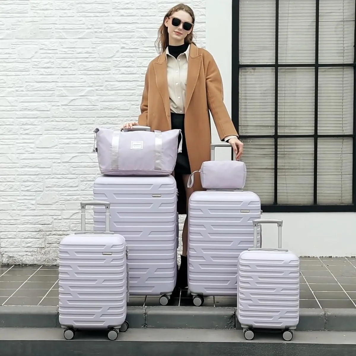 LARVENDER Luggage Sets 3 Piece, Hardside 20 Inch Carry on Luggage Airline Approved Suitcase Set with Spinner Wheels TSA Lock, Lightweight Rolling Suitcase for Men and Women, Lavender
