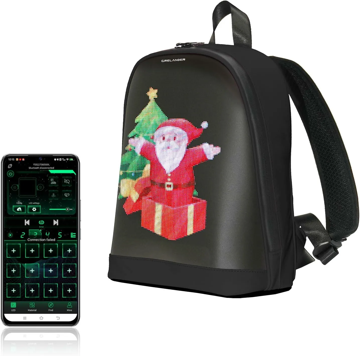 LED Backpack, Small Laptop Backpack with Programmable Screen Small Smart Dynamic Fashion Shoulder Bag for Girls and Women Daily Use Cycling Travel Daypack App Control, 12 inch (black)