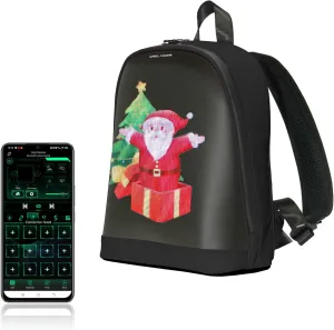 LED Backpack, Small Laptop Backpack with Programmable Screen Small Smart Dynamic Fashion Shoulder Bag for Girls and Women Daily Use Cycling Travel Daypack App Control, 12 inch (black)