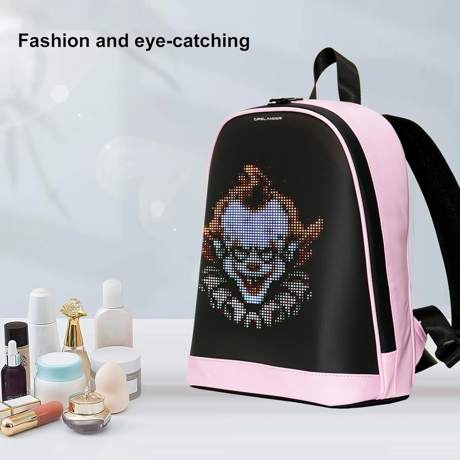LED Backpack, Small Laptop Backpack with Programmable Screen Small Smart Dynamic Fashion Shoulder Bag for Women Daily Use Cycling Travel Daypack App Control, 12 inch (pink)