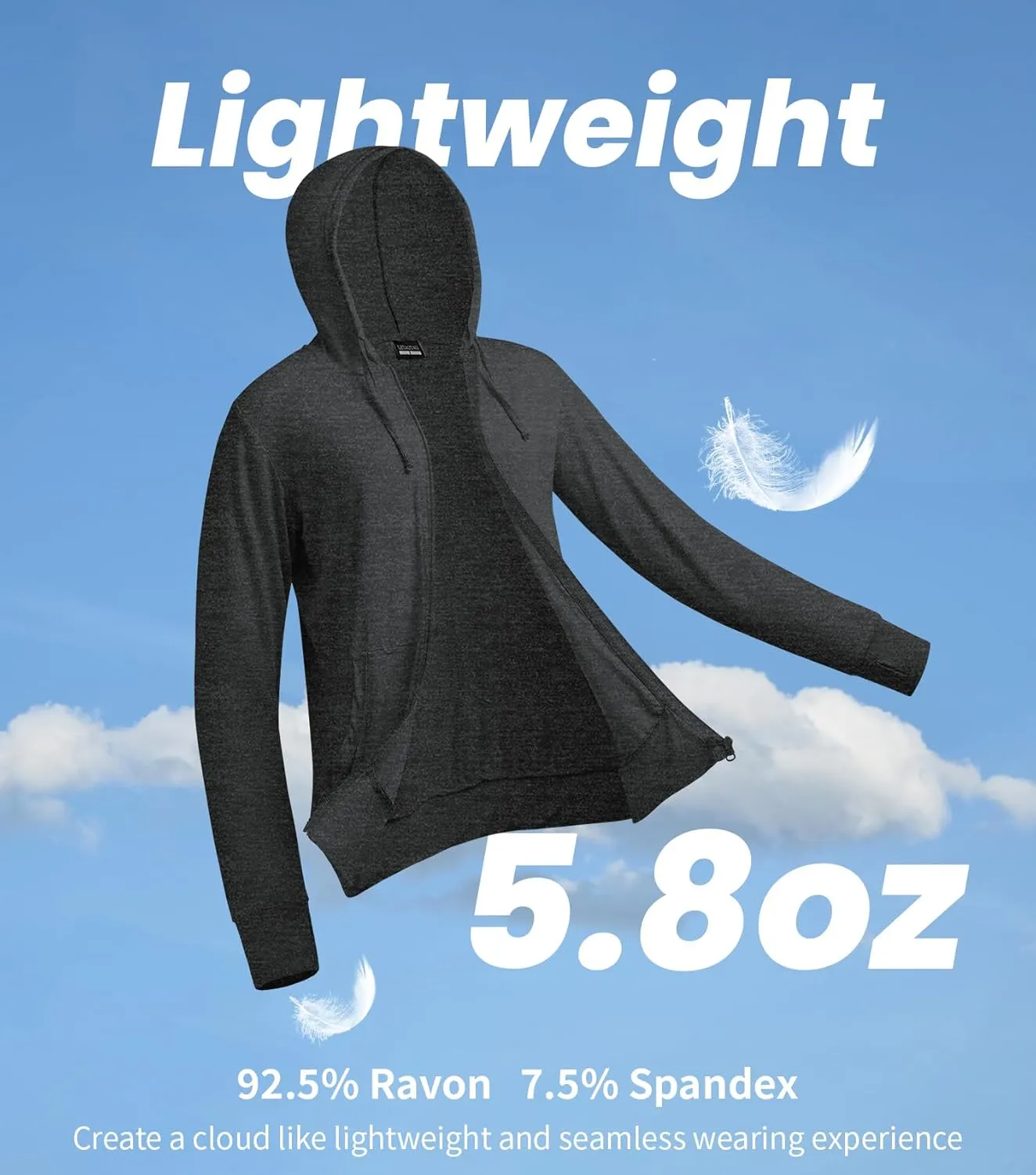 LETAOTAO Womens' Lightweight Zip Up Hoodies Stretch Thin Summer Jackets For Women