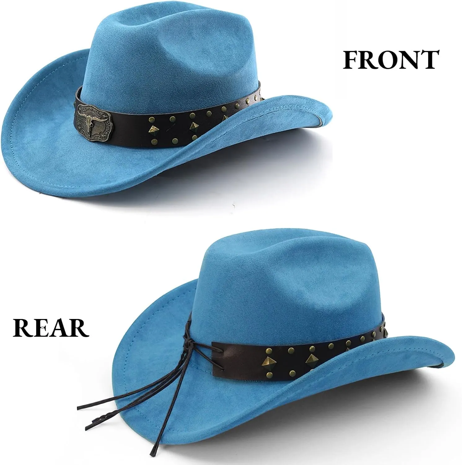 LIDHAY Cowboy Hat for Women Men with Shapeable Wide Brim Western Suede Hat for Cowboys and Cowgirls