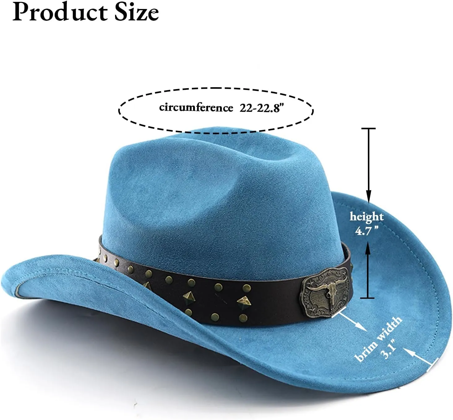 LIDHAY Cowboy Hat for Women Men with Shapeable Wide Brim Western Suede Hat for Cowboys and Cowgirls