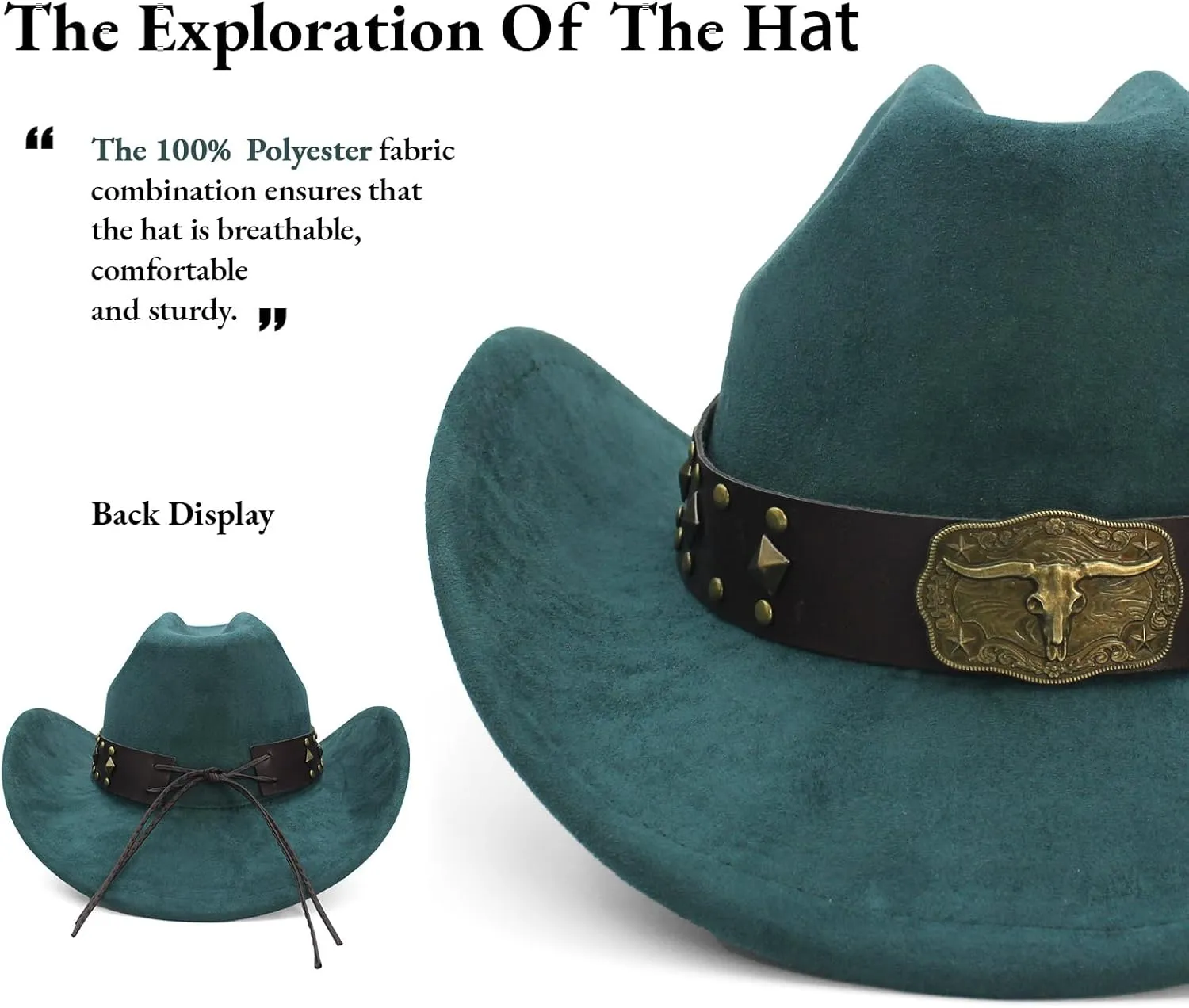 LIDHAY Cowboy Hat for Women Men with Shapeable Wide Brim Western Suede Hat for Cowboys and Cowgirls