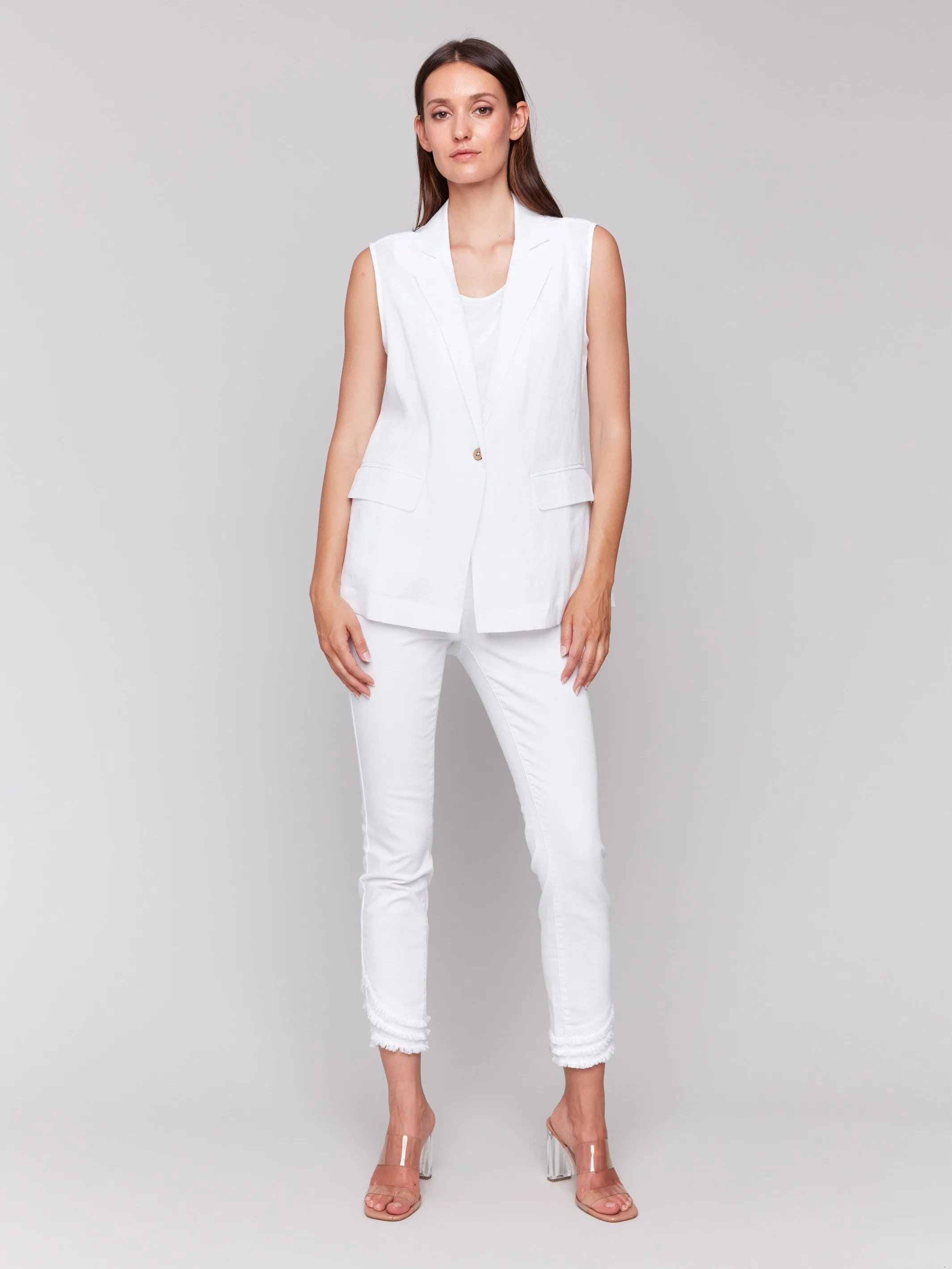 Linen Blend Vest - White