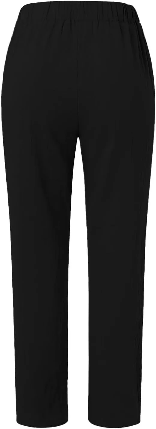 Linen Pants for Women, Peasant Pants Casual Straight Leg Linen Breathable Lounge