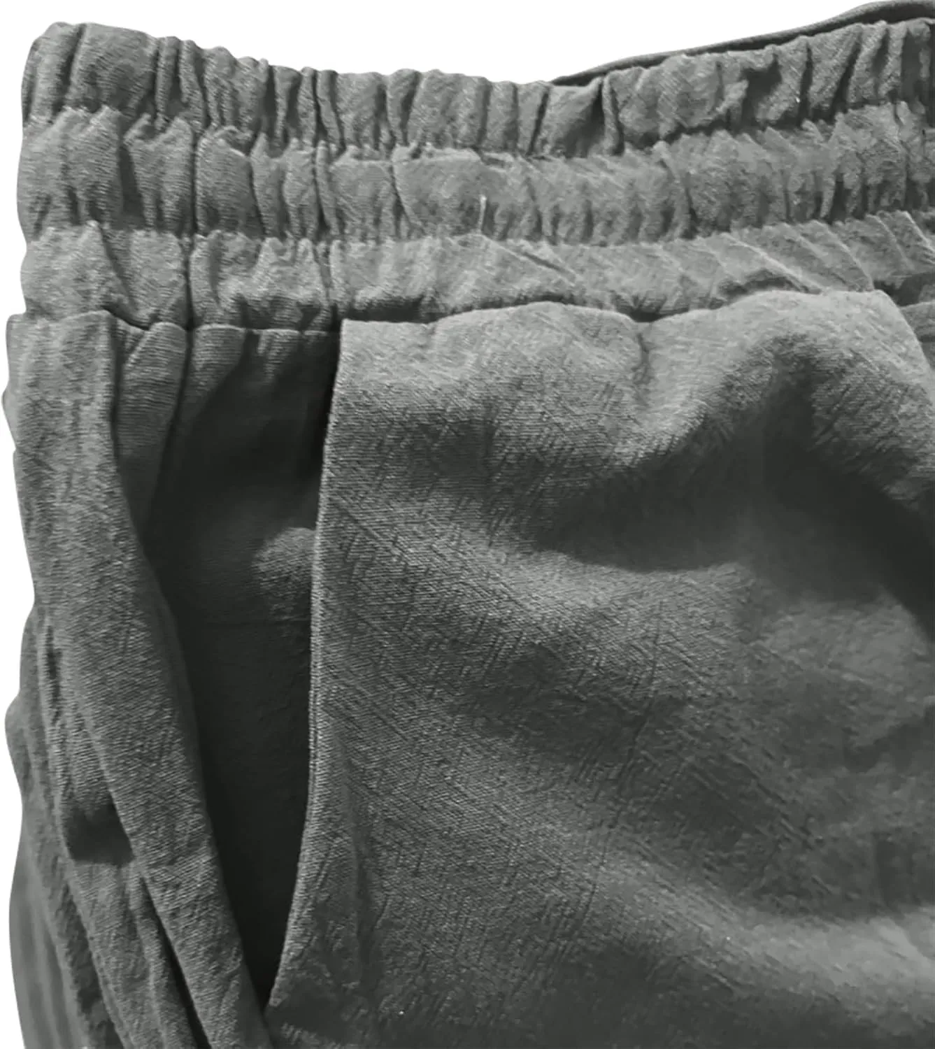 Linen Pants Women Casual Summer Beach Breathable Trousers Cotton Linen Drawstring Elastic Waist Tapered Pants with Pockets