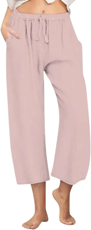 Linen Pants Women Summer Boho Mid Rise Palazzo Trousers Casual Cotton Solid Going Out Beach Clothes with Pockets