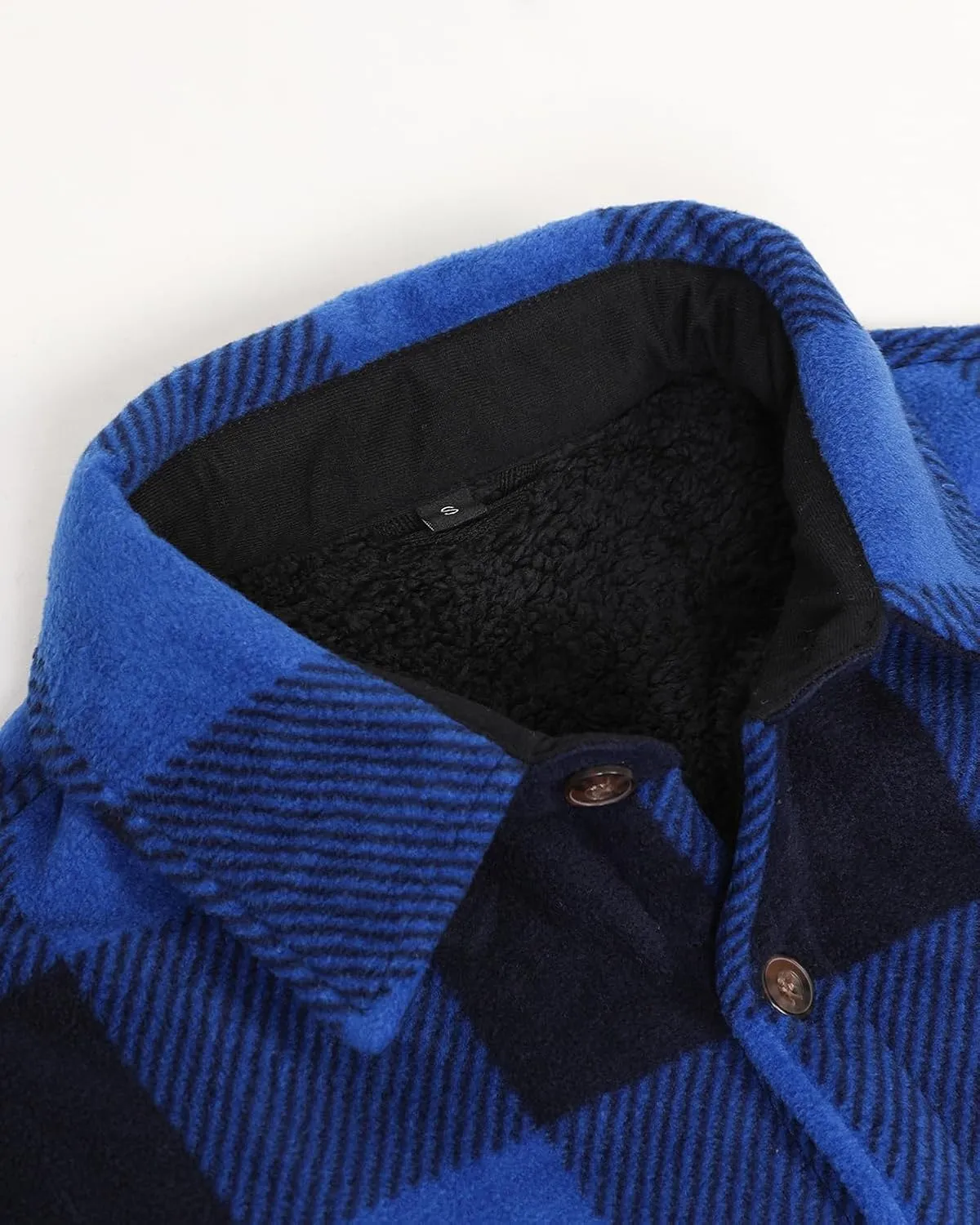 Lisskolo Men's Warm Sherpa Flannel Shirt Jacket Heavy Fleece Lined Plaid Button Up Jackets