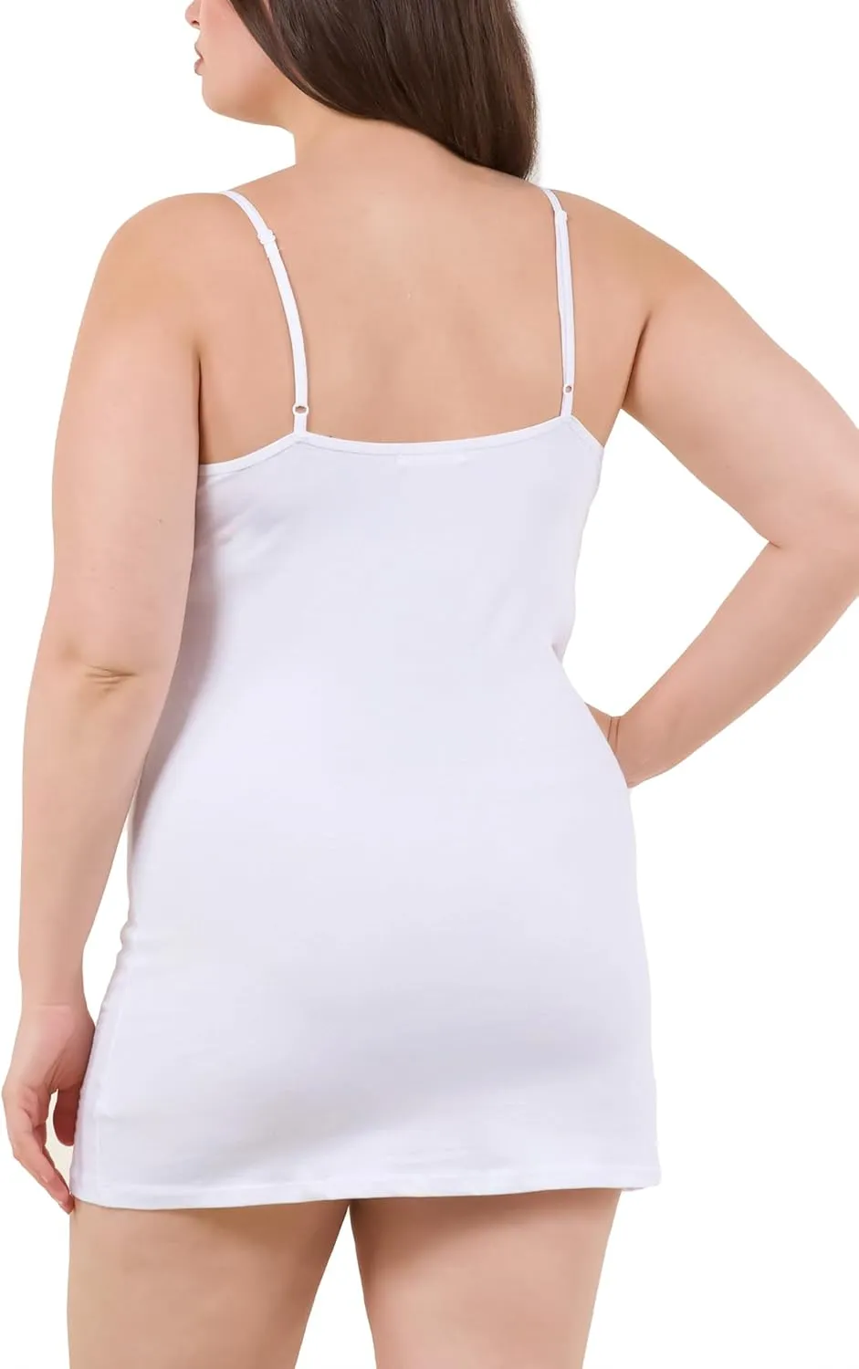 Long Cotton Camisole Spaghetti Strap Tank Top for Women Basic Cami Tops Womens Undershirts - Pack 1-4