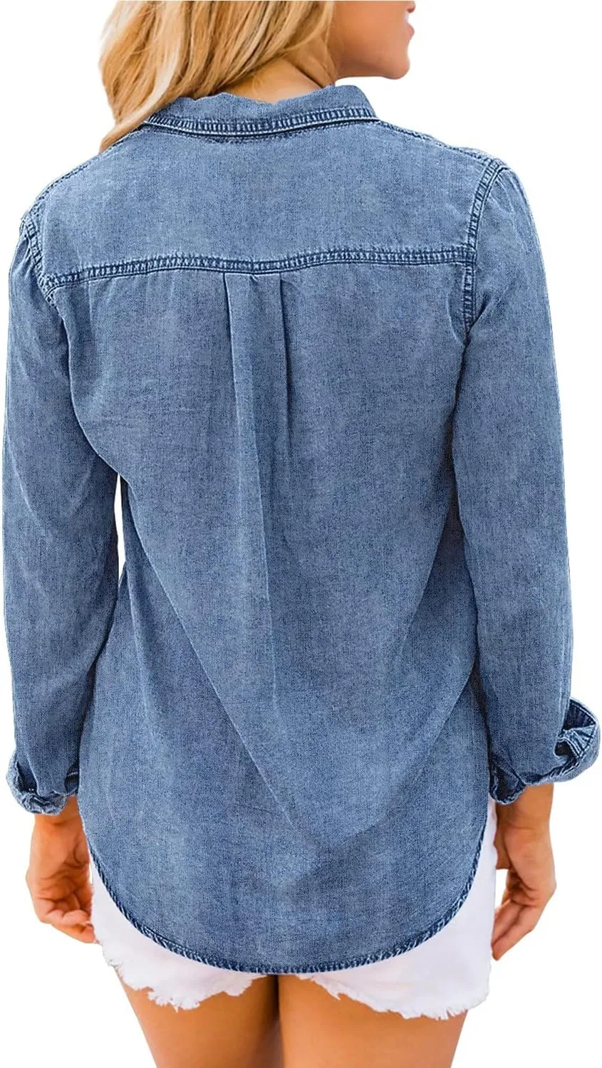 luvamia Denim Shirt Women Chambray Jean Western Shirts Long Sleeve Button Down Tops