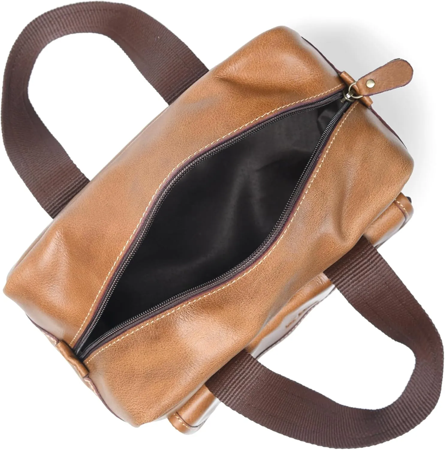 Luxurious Full-Grain Leather Toiletry Bag with Magnetic Snaps - Spacious 10X6X5.5 Travel Organizer for Men & Women with Reinforced Stitching and Sturdy Interior Lining