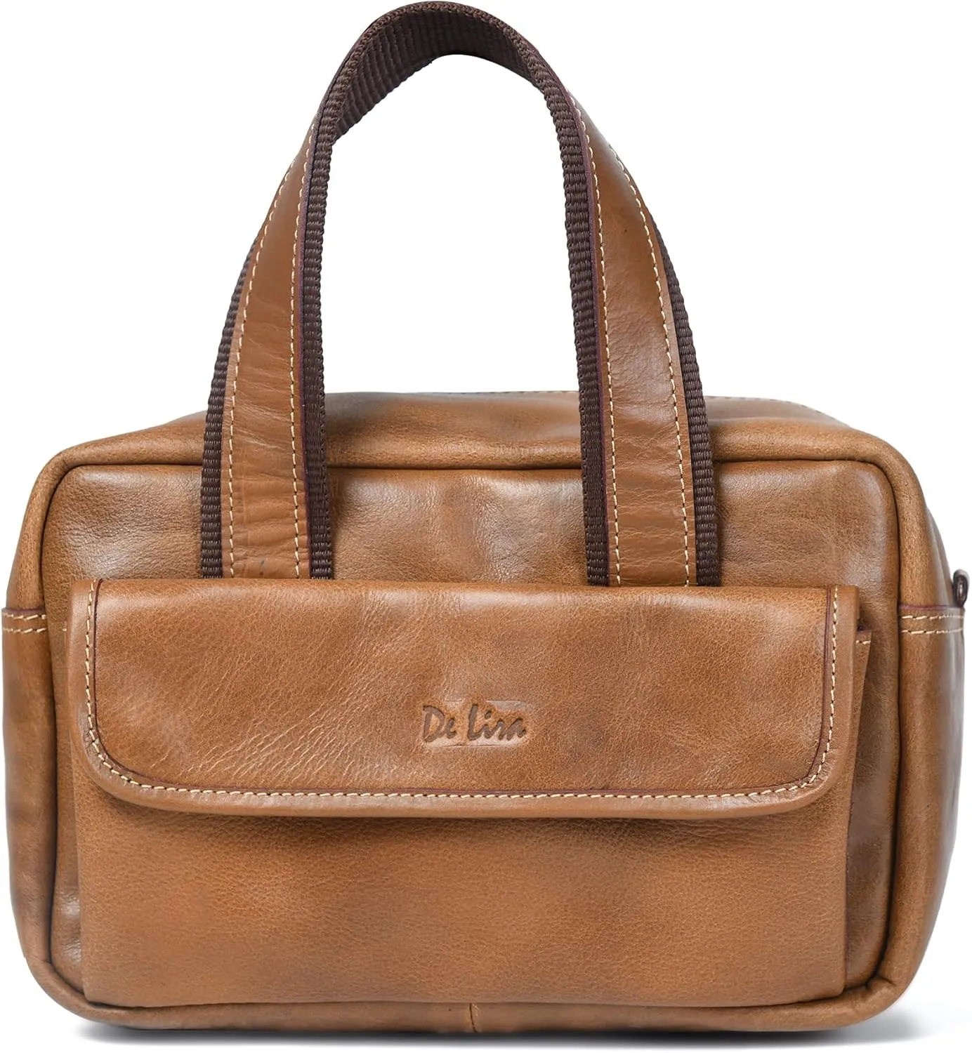 Luxurious Full-Grain Leather Toiletry Bag with Magnetic Snaps - Spacious 10X6X5.5 Travel Organizer for Men & Women with Reinforced Stitching and Sturdy Interior Lining