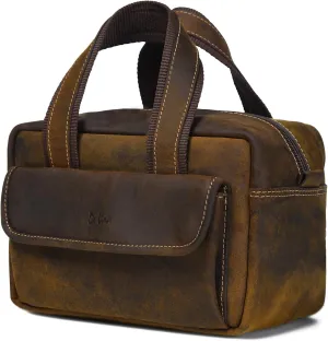 Luxurious Nubuck Leather Toiletry Bag with Magnetic Snaps - Spacious 10X6X5.5 Travel Organizer for Men & Women with Reinforced Stitching and Sturdy Interior Lining, Dark Brown