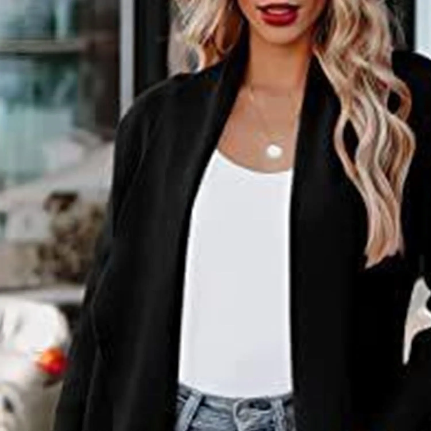 Maiyifu-GJ Women's Wool Blend Trench Coat Long Cardigan Jackets Long Sleeve Sweaters Casual Lapel Open Front Overcoat