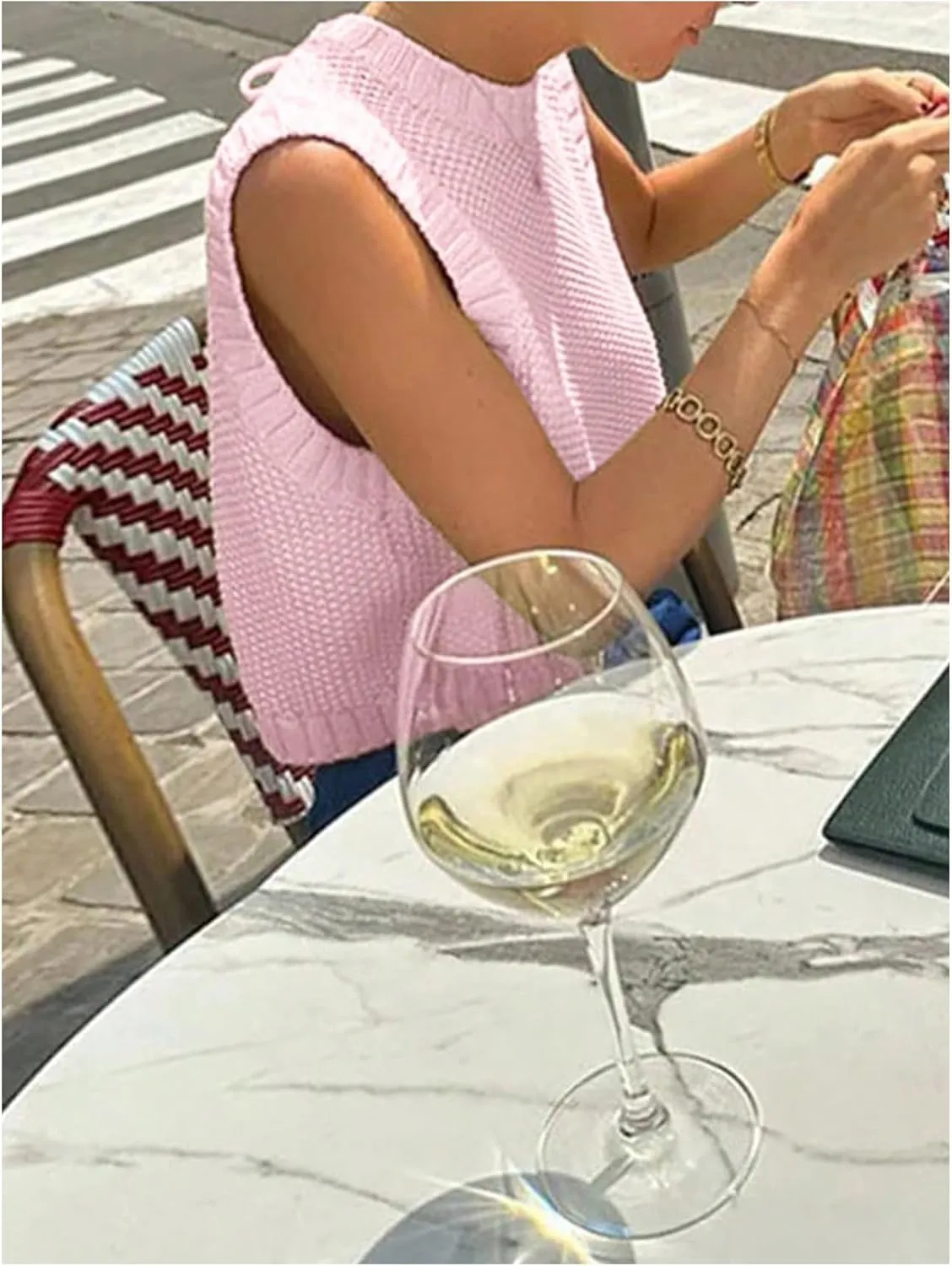 MakeMeChic Women's Sweater Vest Knit Backless Spring Vest Tank Tops