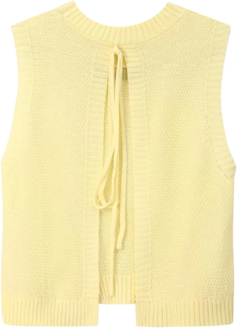 MakeMeChic Women's Sweater Vest Knit Backless Spring Vest Tank Tops