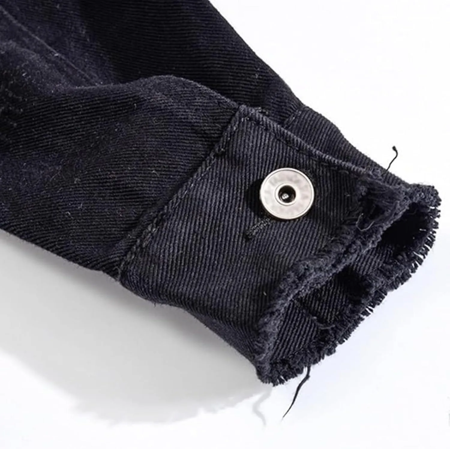 Men Button Distressed Denim Jacket Ripped Slim Trucker Jean Jackets Casual Cowboy Cut Biker Coats