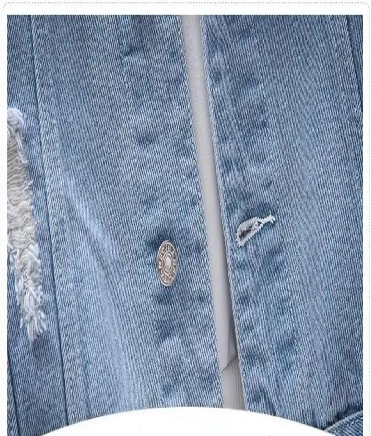 Men Button Distressed Denim Jacket Ripped Slim Trucker Jean Jackets Casual Cowboy Cut Biker Coats