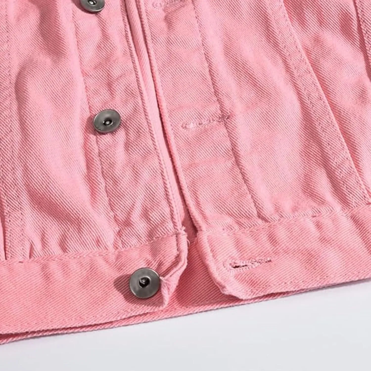 Men Button Distressed Denim Jacket Ripped Slim Trucker Jean Jackets Casual Cowboy Cut Biker Coats