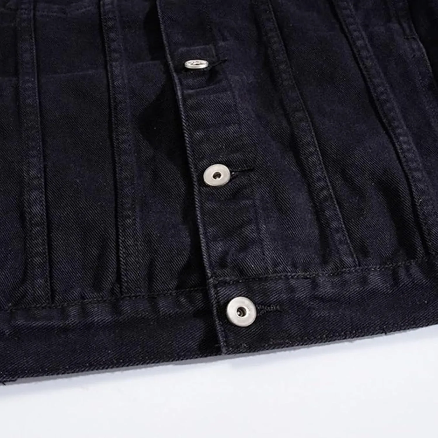 Men Button Distressed Denim Jacket Ripped Slim Trucker Jean Jackets Casual Cowboy Cut Biker Coats