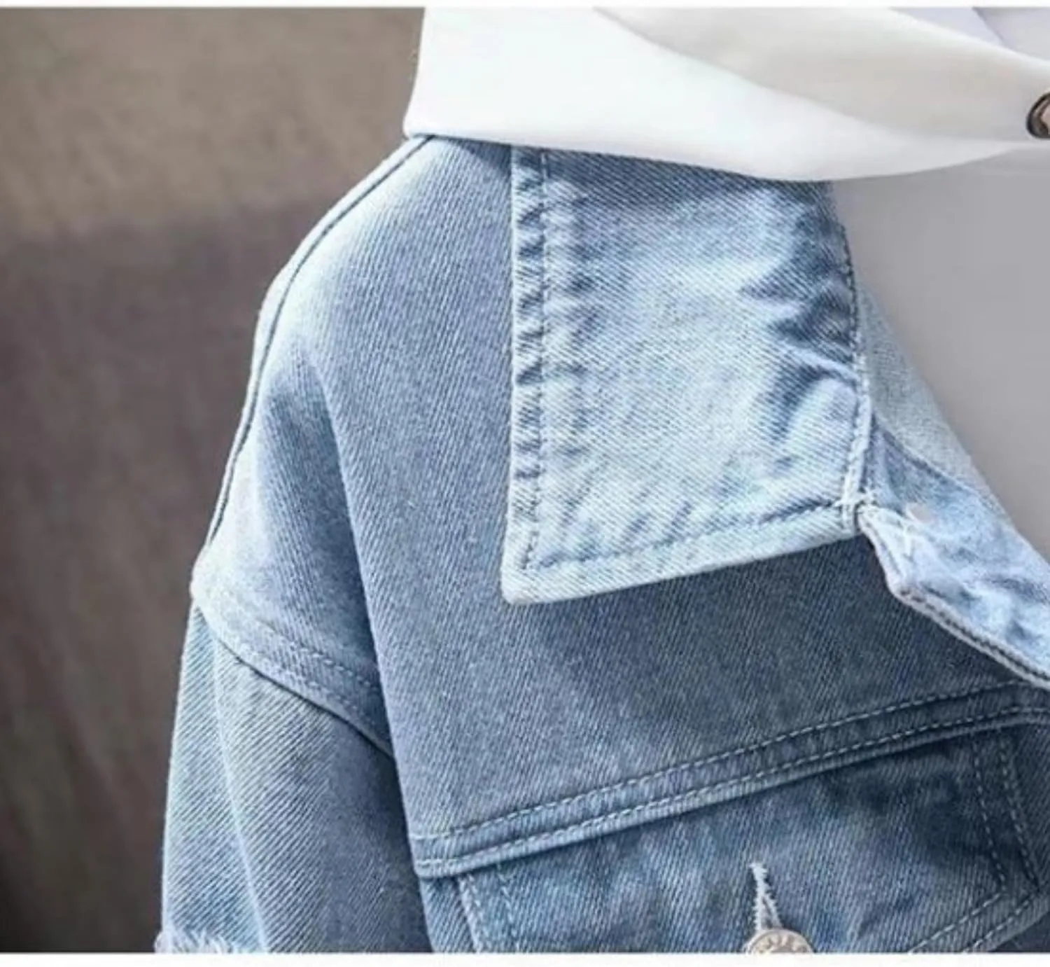 Men Button Distressed Denim Jacket Ripped Slim Trucker Jean Jackets Casual Cowboy Cut Biker Coats