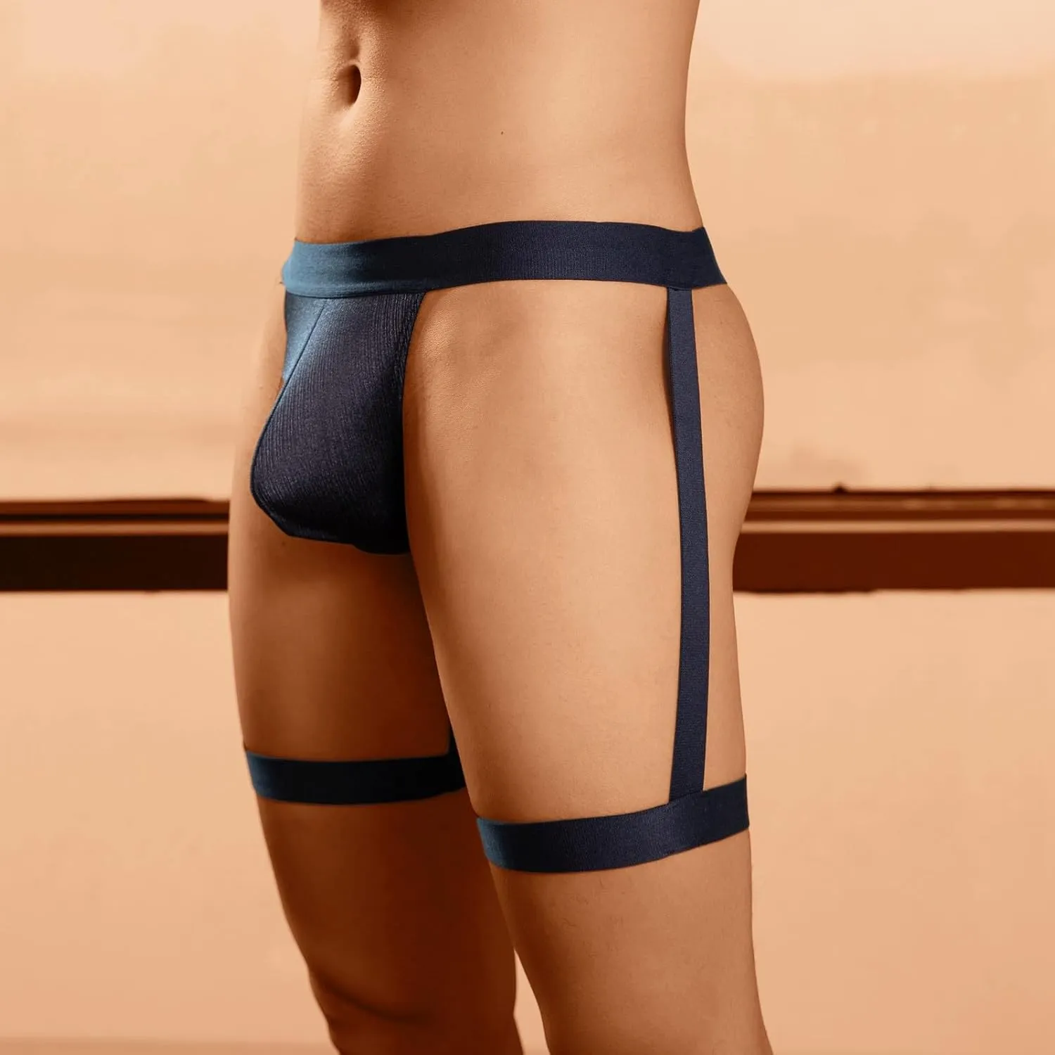 Men Sexy Thong Hollow Out Underwear G-String Leggings Supporter Leg Strap Thong Lingeire Lingerie