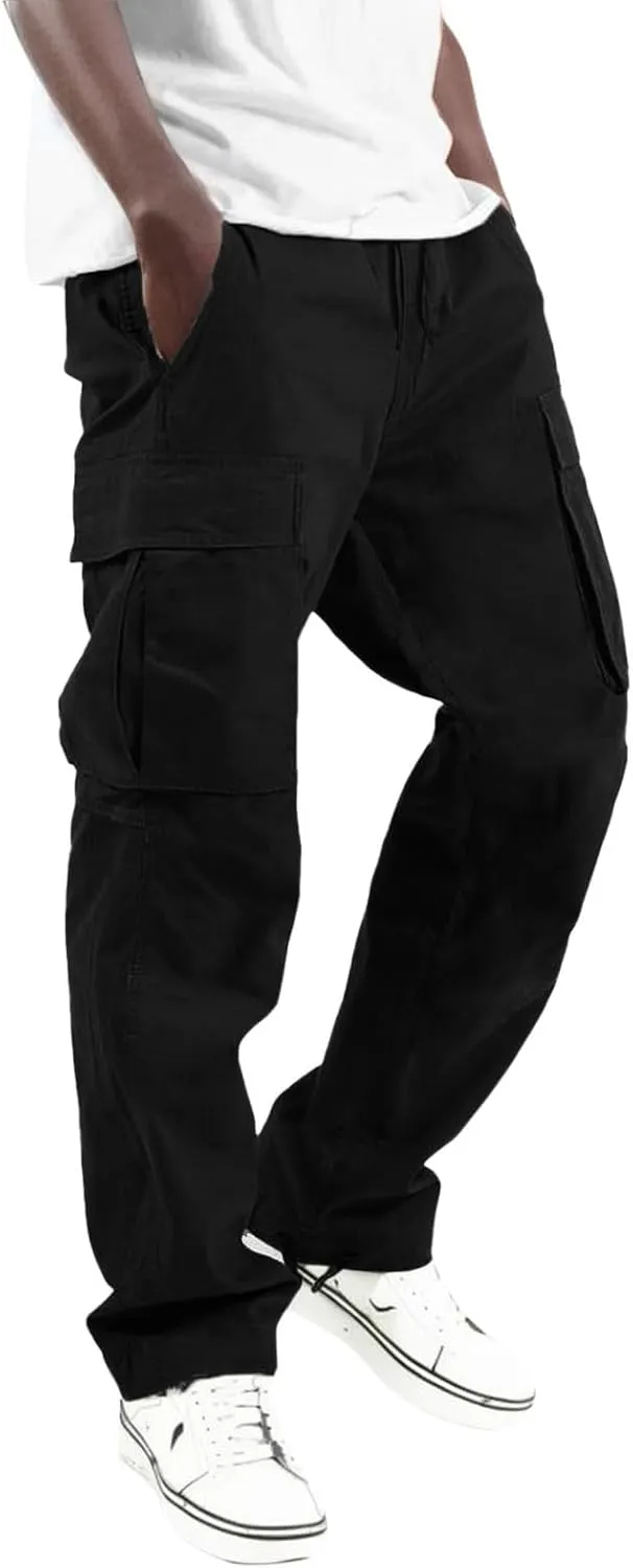 Men's Cargo Pants Straight Leg Joggers Lightweight Hiking Pants Outdoor Fashion Streetwear Trousers with Pockets