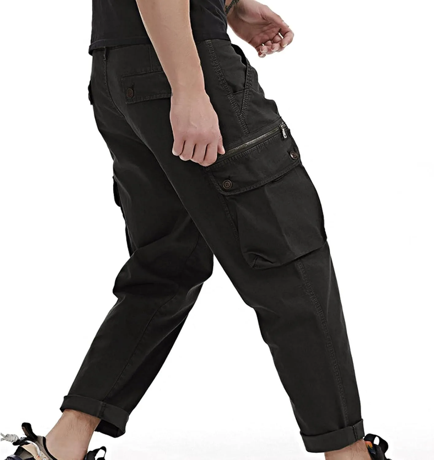 Men's Causal Cargo Pants Solid Color Multi Pockets Trousers Hiking Joggers Outdoorwearing Pants with Pockets