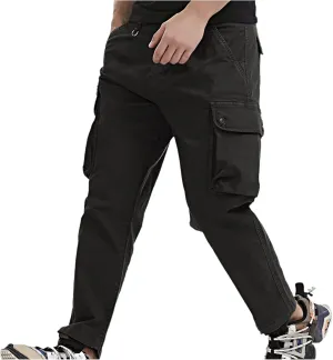 Men's Causal Cargo Pants Solid Color Multi Pockets Trousers Hiking Joggers Outdoorwearing Pants with Pockets