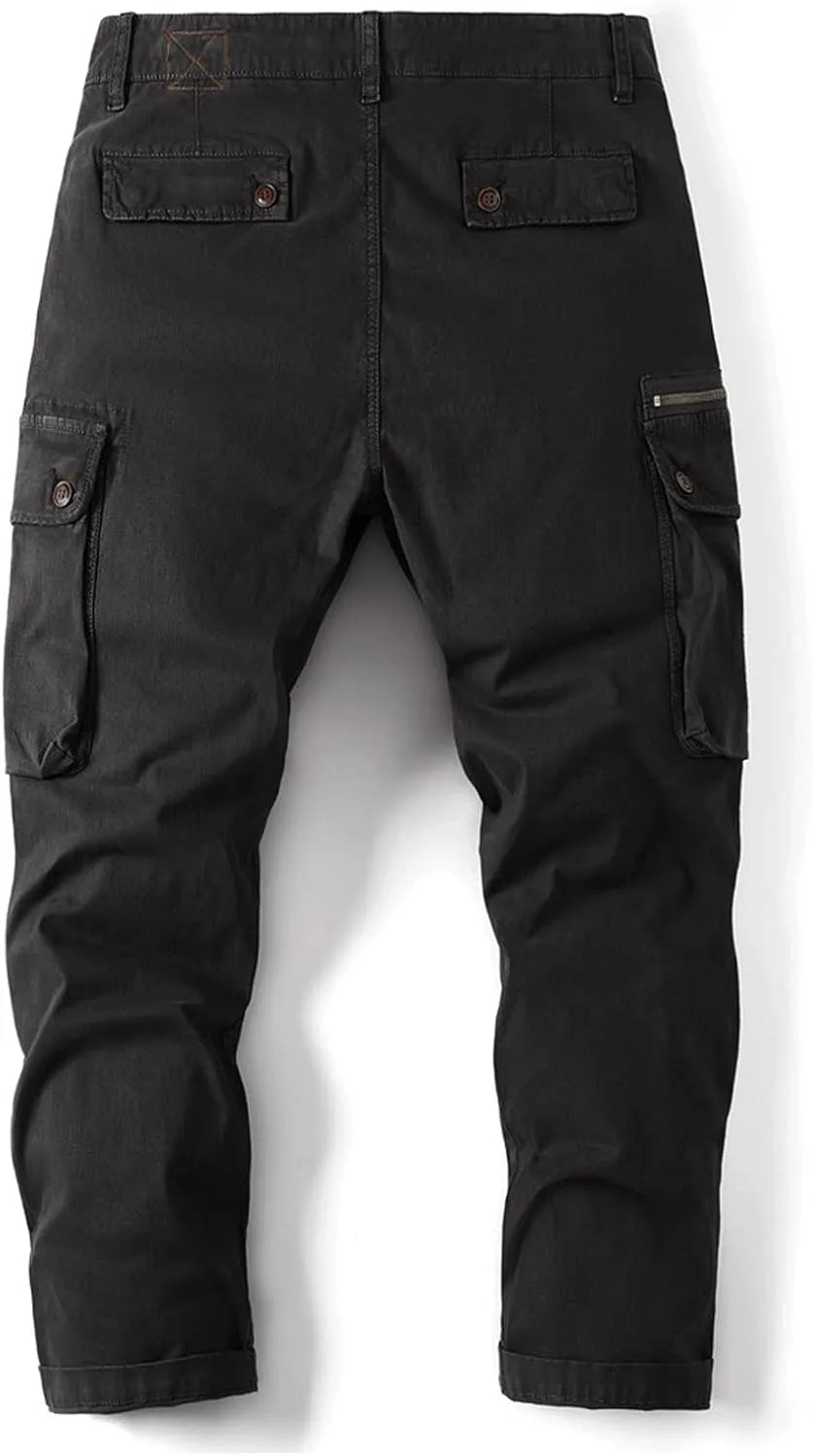 Men's Causal Cargo Pants Solid Color Multi Pockets Trousers Hiking Joggers Outdoorwearing Pants with Pockets