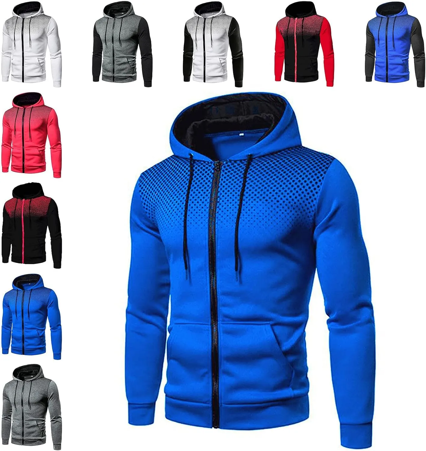 Men's Full Zip Up Hoodie Lightweight Soft Warm Hooded Sweatshirts Fashion Casual Work Active Jackets With Kanga Pocket