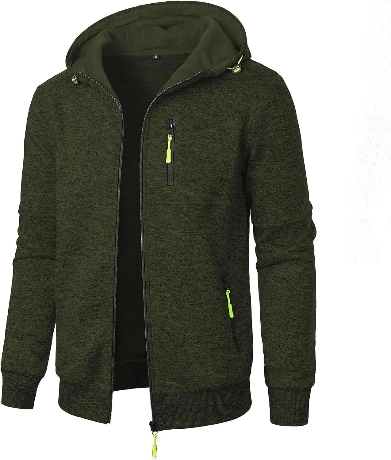 Mens Hoodies Casual Zip Up Hoodie with Pockets Long Sleeve Full-Zip Sweatshirt Fashion Jacket