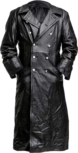 Mens Leather Long Coat - Men's Trench Full Body Genuine Leather Coat - Real Lambskin Leather Long Coat