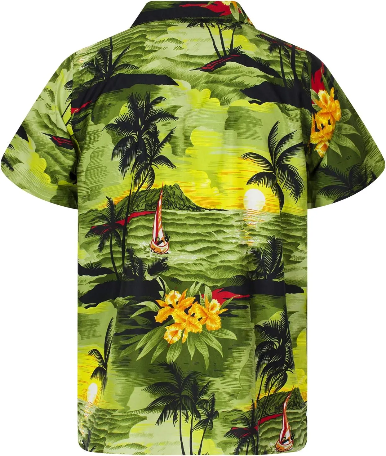 Men's Surfing-Shirt Short-Sleeve Casual-Button-Down Hawaii-Vacation Palms Sunset