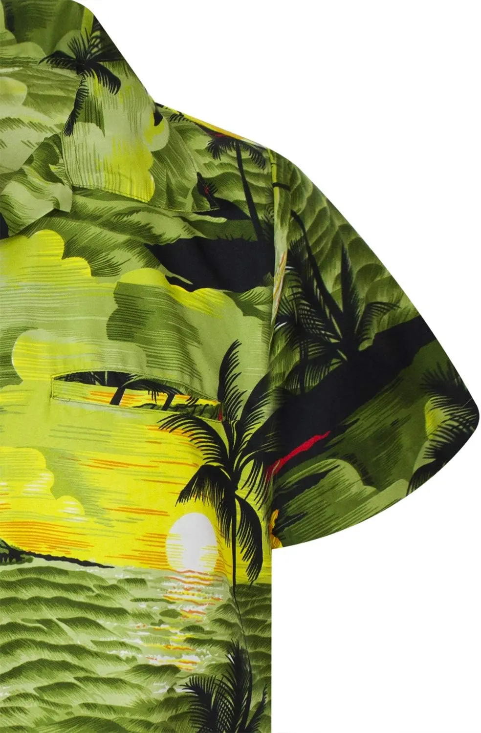 Men's Surfing-Shirt Short-Sleeve Casual-Button-Down Hawaii-Vacation Palms Sunset