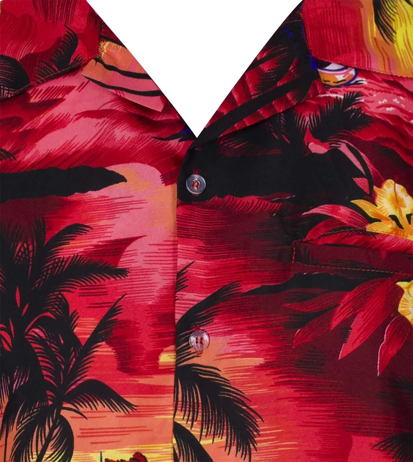 Men's Surfing-Shirt Short-Sleeve Casual-Button-Down Hawaii-Vacation Palms Sunset