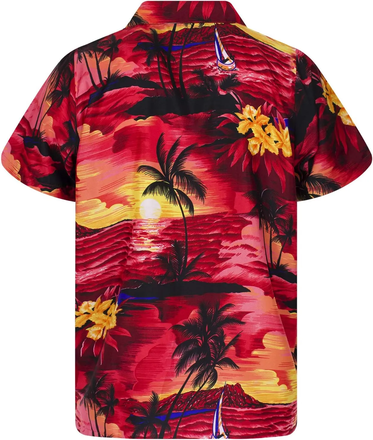 Men's Surfing-Shirt Short-Sleeve Casual-Button-Down Hawaii-Vacation Palms Sunset