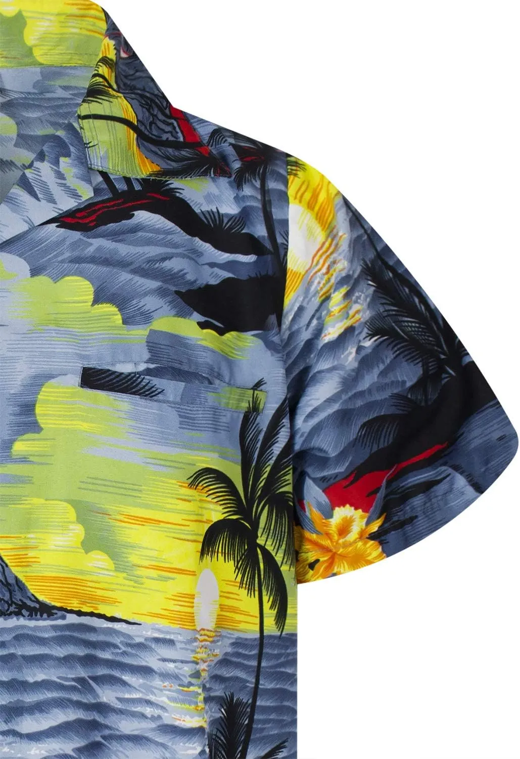 Men's Surfing-Shirt Short-Sleeve Casual-Button-Down Hawaii-Vacation Palms Sunset
