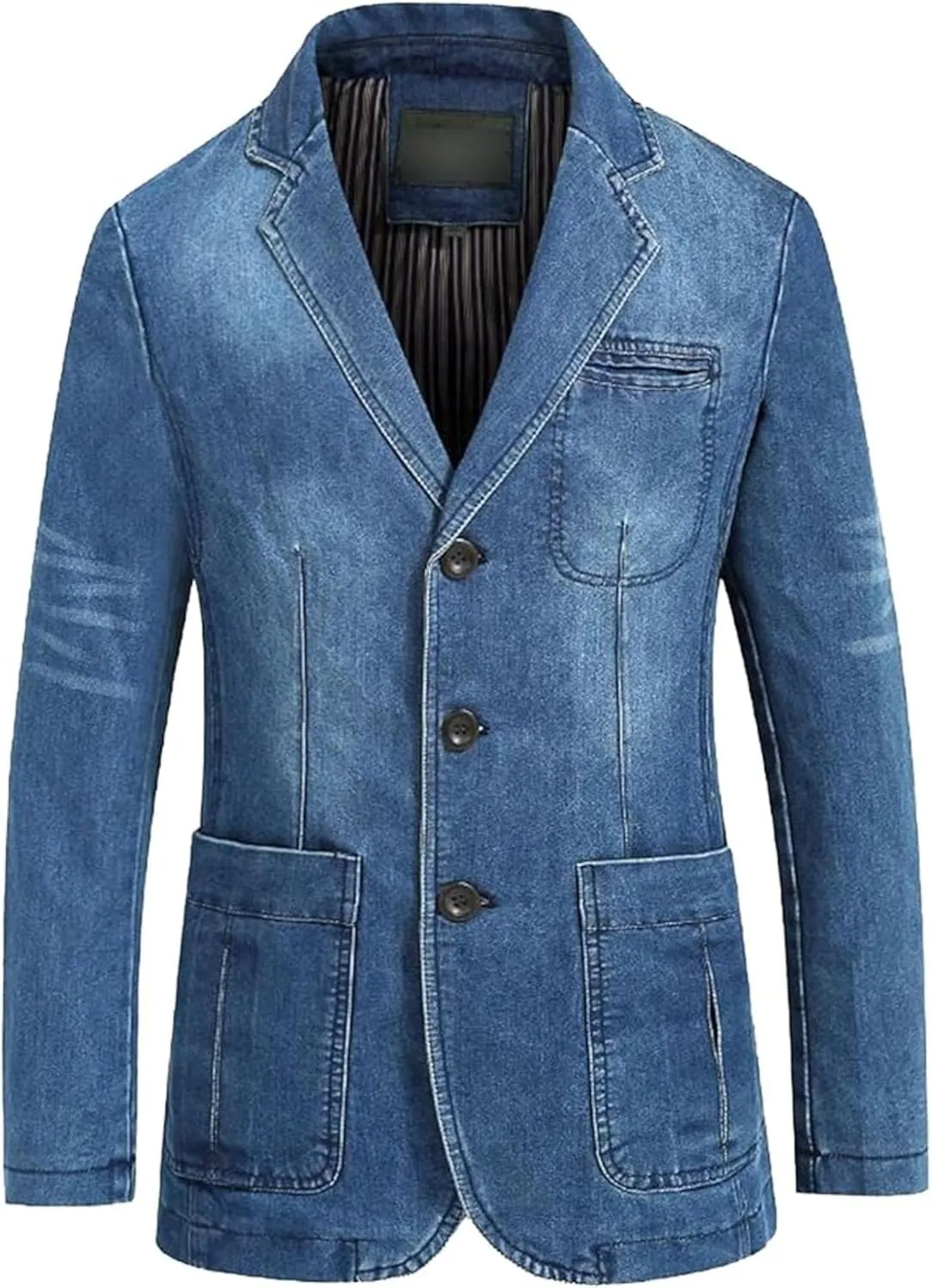 Mens Two Button Denim Suit Jacket Slim Fit Autumn Blazer Sport Coat Lapel Vintage Jean Suits Jackets