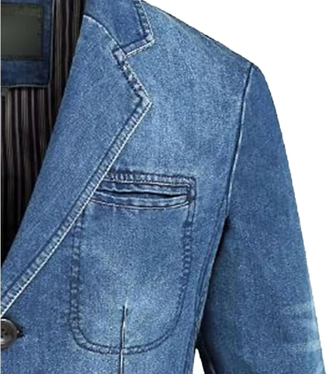 Mens Two Button Denim Suit Jacket Slim Fit Autumn Blazer Sport Coat Lapel Vintage Jean Suits Jackets
