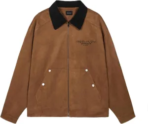 Men's Women's Suede Leather Letter Graphic Color Block Zip Up Long Sleeve Jacket Vintage Streetwear Unisex Coats