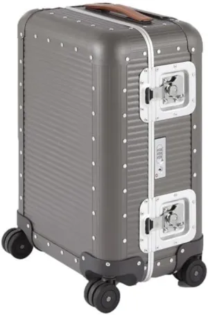 Milano Bank 53, Durable and Luxurious Luggage Made in Italy, 4-wheel Spinner for Smooth Travel, Integrated TSA Lock, Fine Leather Handles, Steel Grey, Check-In 21-Inch