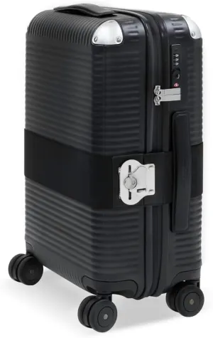 Milano Bank Zip 55, Durable and Luxurious Luggage, 4-wheel Spinner for Smooth Travel, Integrated TSA Lock, Stable and Easy Grip Leather Handles, Eclipse Black, Check-In 22-Inch