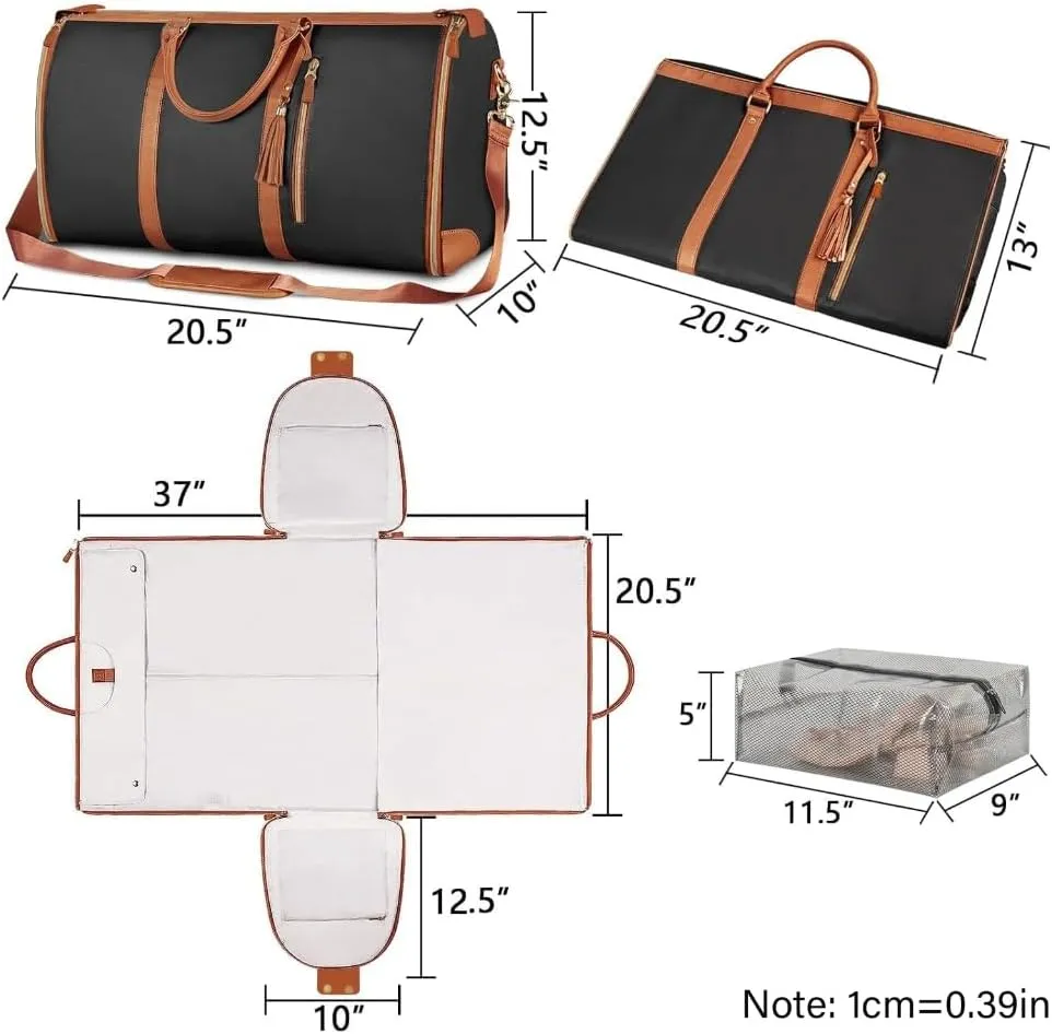 Multipurpose Travel Organizers Bag Convertible Garment Bag Large Capacity PU 1eather Suitcase Suit Bag